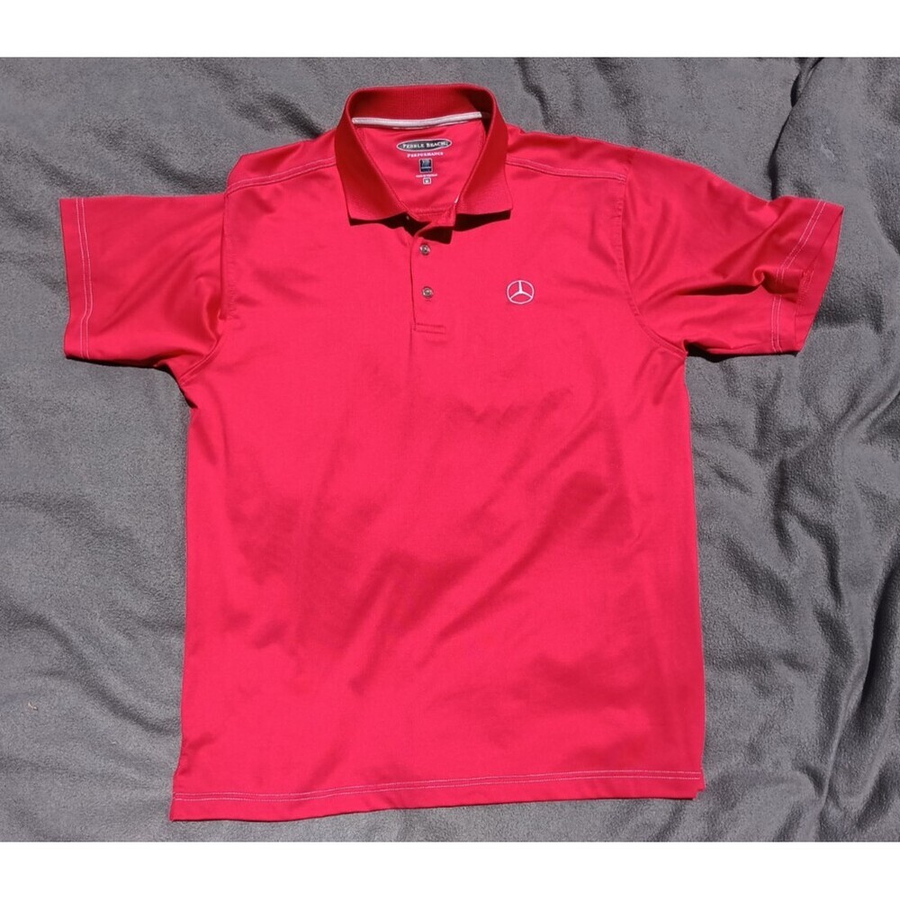 Pebble Beach Mercedes‑Benz Red Performance Golf Polo Men’s Medium Dry‑Luxe